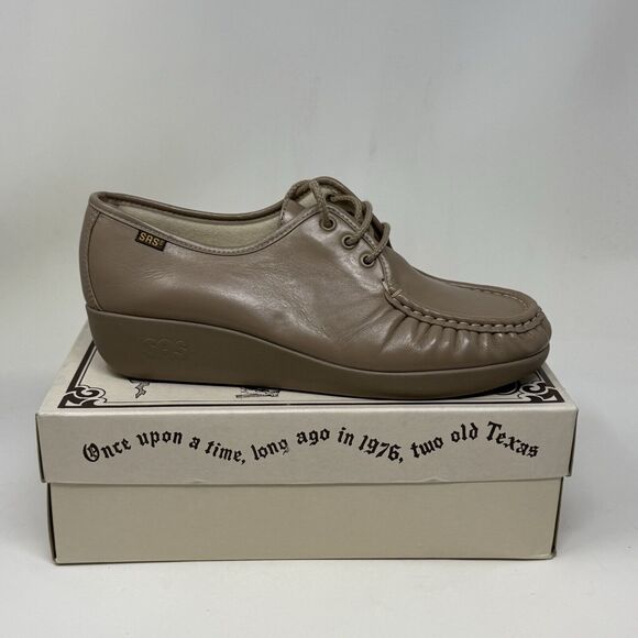 SAS Bounce Shoes Womens 11 M Beige Brown Leather Comfort Lace Up Casual Granny